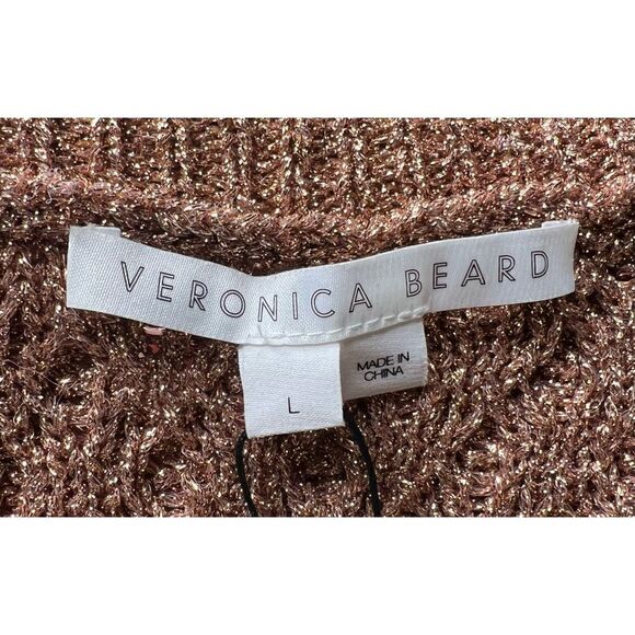 VERONICA BEARD Amalia Pullover V-neck Rose Gold Sweater NWT Size Large - Picture 5 of 7